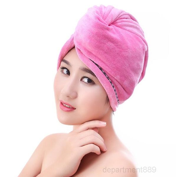 

женские caps caps microfiber сухое ванное полотенце с кночкой абсорбирующая быстрая сушилка турбан обернутые волосы шляпа ванная комната акс