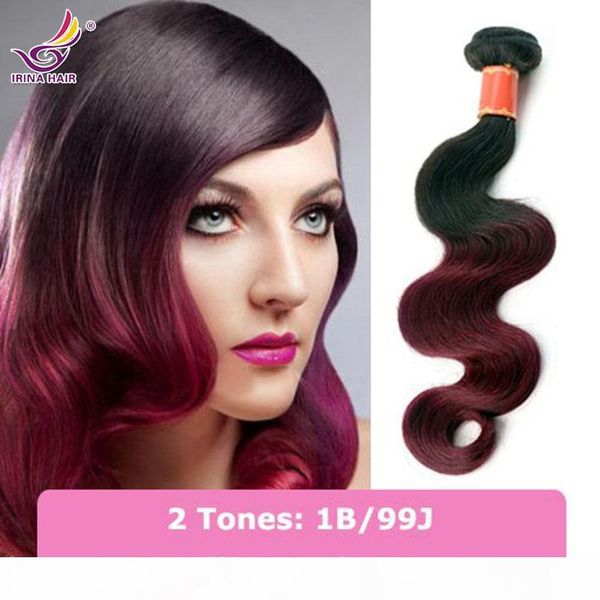 

7a malaysian virgin hair body wave 3pcs lot ombre 1b burgundy red body wave ombre maylasian body wave 100% human hair extensions, Black