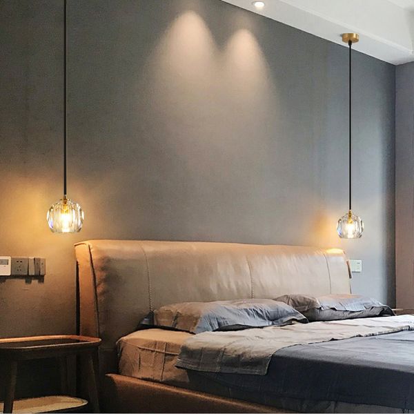 

dia11cm crystal pendant lamps nordic bar counter dining room hanging lamp long line bedroom bedside small chandelier
