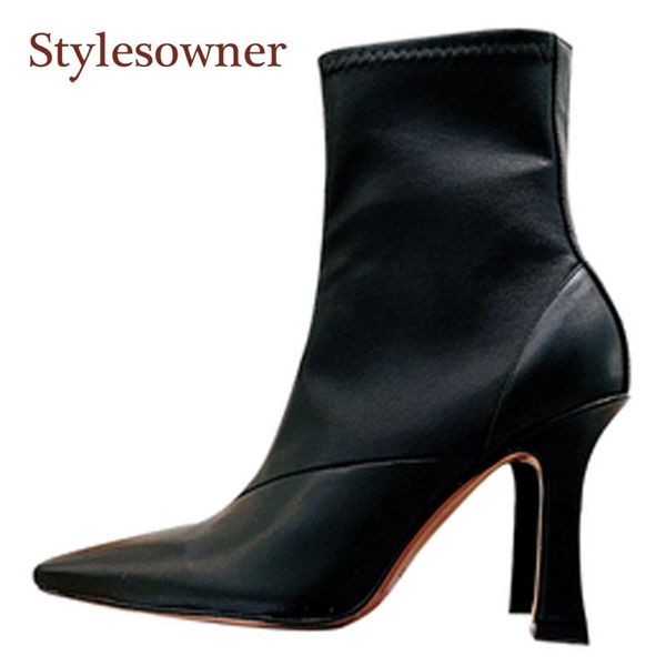 

boots square-toe stiletto female genuine leather temperament side zipper high heel balck 2021 arrivial, Black