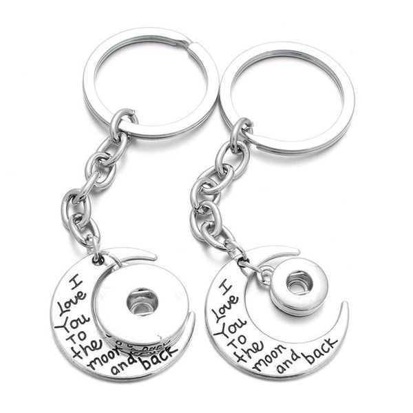 

new snap jewelry 12mm 18mm metal moon snap button keychains keyring pendant for women girls gi jllhjb