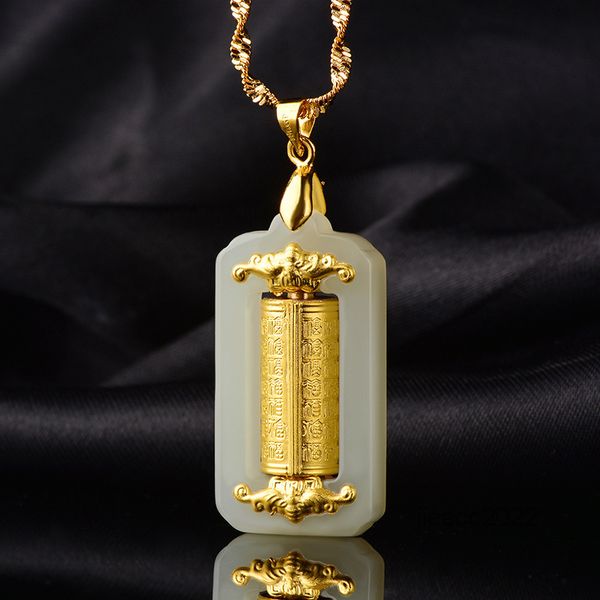 

designers jewelry necklace full gold 999 jade baifu fortune 24k men's women's gift, Silver