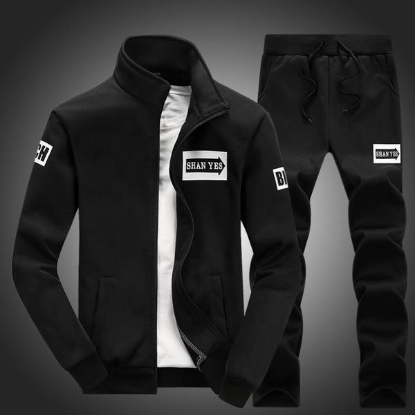 

mens tracksuit long sleeve solid color sweatshirt mens hoodie tracksuit sweat coat casual sportswear stylish fashion for men, Black
