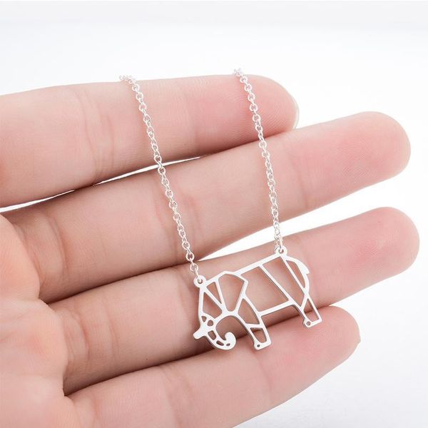 

jewelry for woman steel color elephant necklace womens simple pendant animal stainless steel gold chains on the neck necklaces1, Silver
