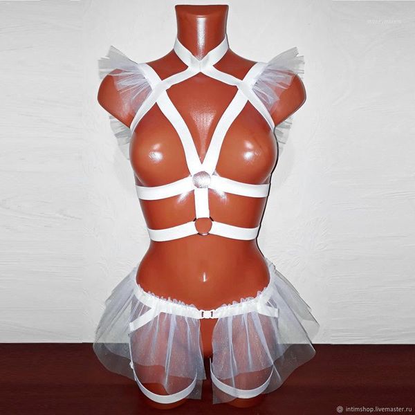 

bras sets 2 piece lingerie set harness strappy hollow out elastic bra and garters for women lace see-through erotic pajamas1, Red;black