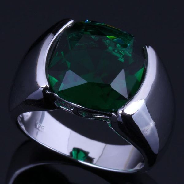 

cluster rings romantic green cubic zirconia silver plated ring v0617, Golden;silver