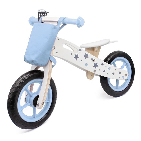 

kids ride on wooden balance bike four-wheeled star model with bag bells pink blue children's gifts