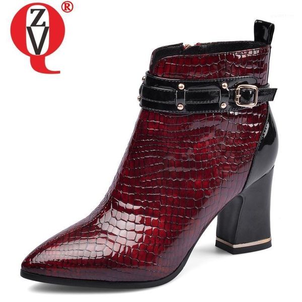 

boots zvq 2021 fashion ankle winter outside super high heels zip mixed colors genuine leather women shoes drop 1, Black
