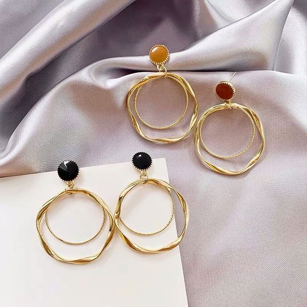 

new s925 silver needle irregular multilayer hoop earrings female exaggerated temperament retro hong kong style earrings