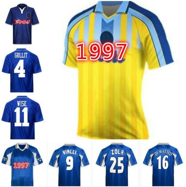 

1997 1998 gullit zola wise hughes viall retro soccer jersey leboeuf di matteo hughes desailly gullit vintage classic football shirt, Black;yellow