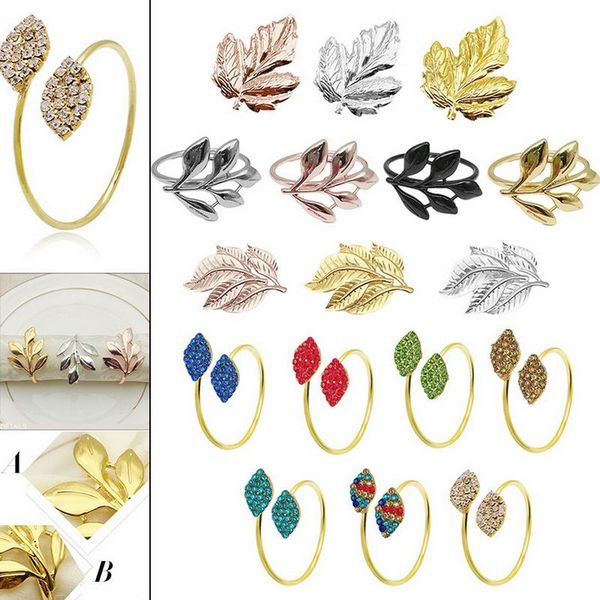 

6pcs/set napkin ring set gold dinning table decoration leaves metal napkin holder hawaii napkin buckle wedding party l q wmtqfa