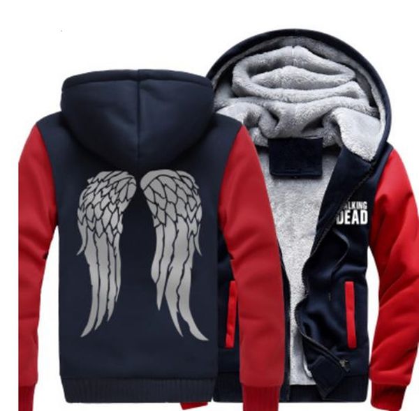 

2021 new men women us size the walking dead daryl dixon thicken coat hoodie zombie wings winter fleece jacket wyc4, Black