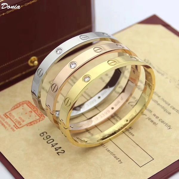 

donia jewelry european and american fashion exaggerated love nail copper micro inlaid bracelet designer bracelet gift, Black