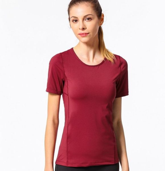 

slim sports sleeve t-shirt female running mesh breathable fitness training quick drying yoga t-shirts jogging sportswear, White;red