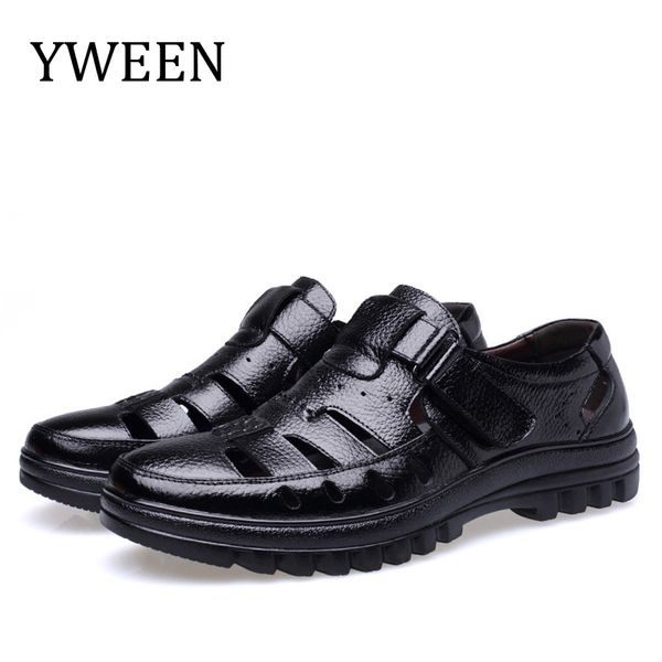 

yween mens sandals waterproof men leather shoes men outdoor beach shoes t200420, Black