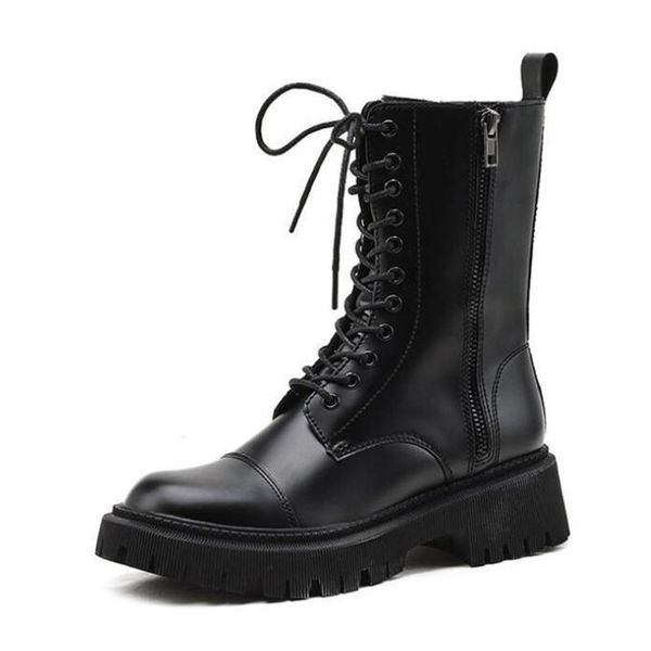 

boots platform riding women's casual all-match mid-tube zipper fashion women shoes faux suede slim, Black