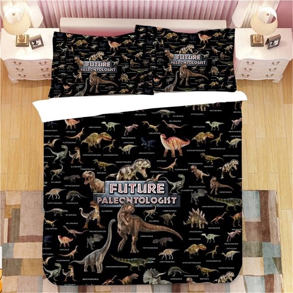 Animal Dinossauro 3 Pcs 3D Impresso Conjunto de Cama Duveta Capa Cama Cama Bedspreads Home Têxteis Têxteis Bedclothes 20127