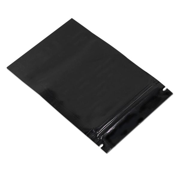 

pure black stand up aluminum foil zip lock packaging bag mylar heat seal reclosable zipper food tea packing pouch 100pcs lot h bbypvr