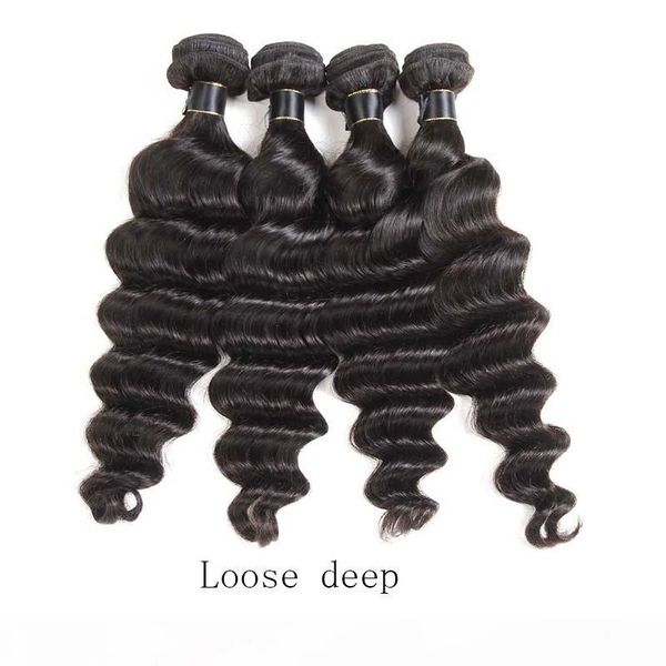 

brazilian loose deep virgin human hair weaves bundles unprocessed peruvian indian malaysian brazilian loose deep remy hair extensions, Black