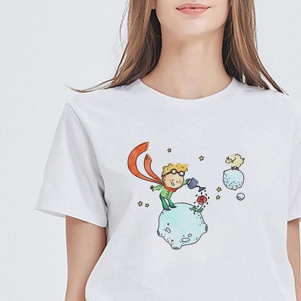 

summer fashion young prince printing t shirts women vogue oversize cute graphic harajuku aesthetic clothes, White