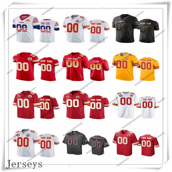 

custom kansas city chiefs men women youth kids any name and number black white red yellow gray green football jerseys 01, Black;red