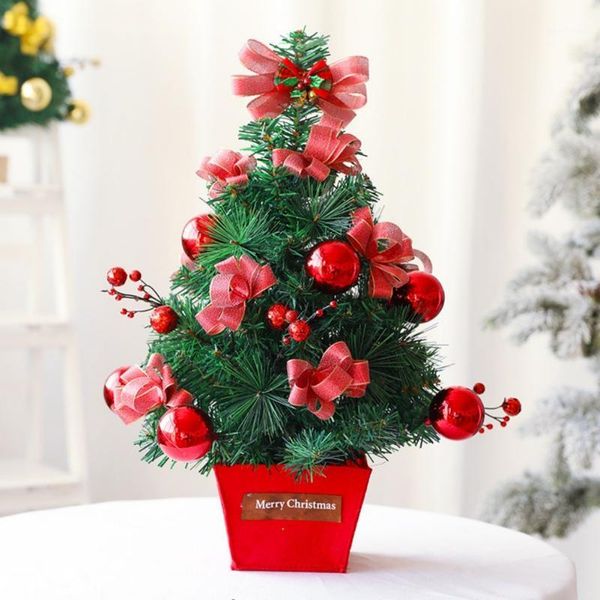 

tableartificial mini christmas tree with ribbon ornaments xmas decorations1