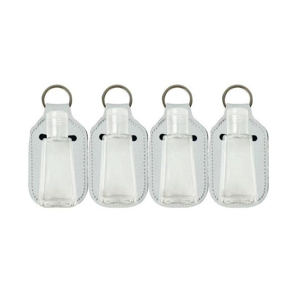 

blank white sublimation 30ml/1oz antibacterial hand gel holders keychain hand sanitizer bottle holder with empty bottle us stock