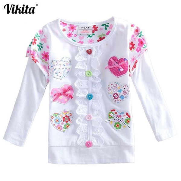 

vikita t shirts for girls long sleeve t shirt baby t shirt child clothes wear cartoon princess t-shirts for kids l339 mix y200704, Blue
