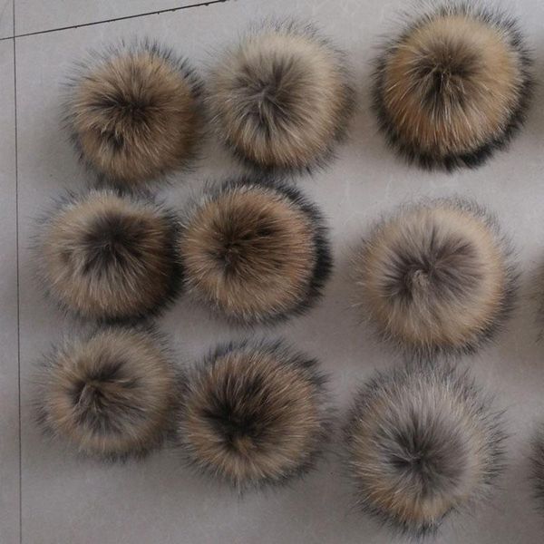 

12-15cm natural animal hairball hat ball pom pom handmade diy really raccoon large hair ball wholesale hat pompom with buckle jllmav, Black;white