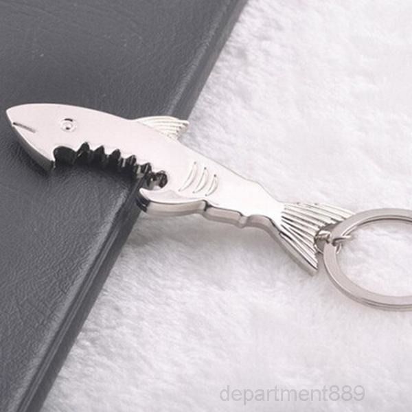 

shark shaped fish key ring alloy beer bottle openers pendant portable multifunction opener keyring creative gift owb2992