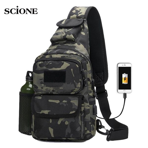 

usb charging men chest bag tactical army bags camouflage waist sling fishing travel camping hiking outdoor new xa870wa