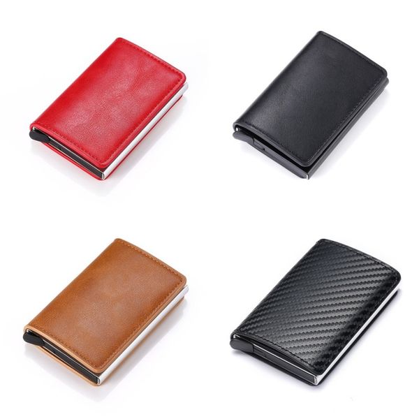 

aluminium alloy wallets solid color cortex pu box man ferrule antimagnetism card bag rectangle retro dust proof 11 5yl o2