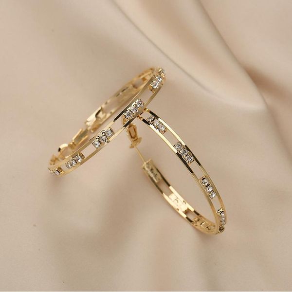 

gold hoop earrings party rhinstores fashion jewelry 2021 trend new earings for women gifts european korean trendy style luxury, Golden;silver