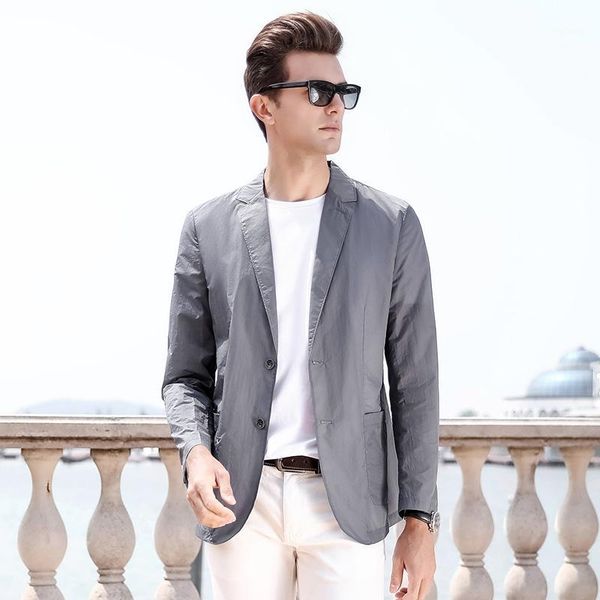 

new quick-dry clothes men's casual sport blazer summer thin jacket single layer coat sunscreen clothes1, White;black