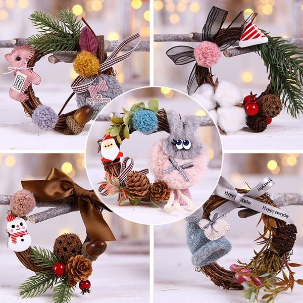 

decorative flowers & wreaths artificial plant rattan wreath mini garlands home christmas party decor wooden five-pointed star pendant gift h