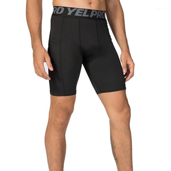 

running pants base layer compression shorts mens underwear football tights summer athletic gym fitness sports with pocket1, Black;blue