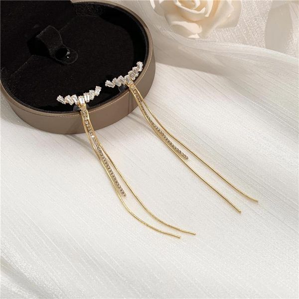 

yangliujia korea temperament is a two wear long tassel earrings 2021 new tide ultra female fashion earring jewelry gifts, Golden;silver