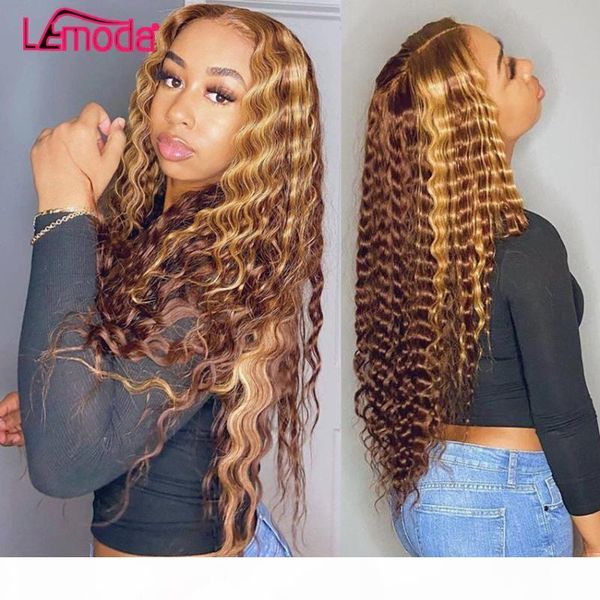 

colored highlight curly human human hair wig hd transparent lace wigs deep wave orange ombre remy brazilian 99j 13x4 frontal wig, Black;brown