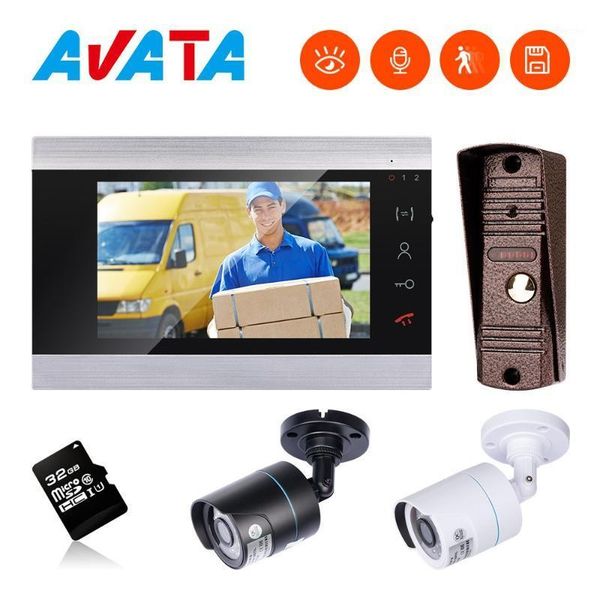 

video intercom for home 7 inch monitor doorbell with camera 1000tvl night vision and motion record1