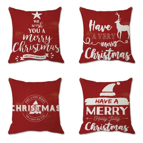 

christmas cotton linen throw pillow case cushion cover home sofa decor for home ornament table decor 2020 xmas gift new year1