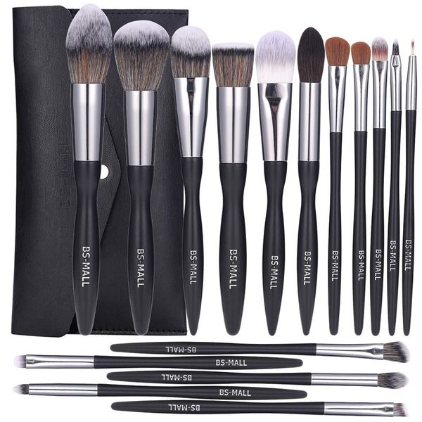 

bs-mall makeup brush set 16 makeup brushes advanced synthetic bristles foundation blush contour concealer lip eye shadow brush set