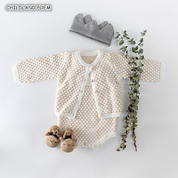 

knitted autumn winter cotton girl romper cardigan newborn baby clothes for girls jumpsuit 201027, Blue