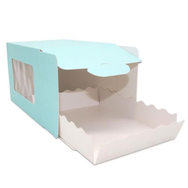 

diy 5pcs 15.5x11x10cm two color transparen small egg roll with a clear blue window a diamond lattice cake candy box wmtmii