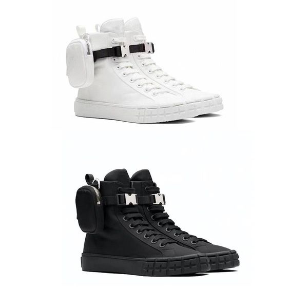 Sapatos de grife Wheel Re-Nylon Tênis cano alto para homens e mulheres Botas de combate com bolsa branco preto sapatos de plataforma de pano liso com caixa 260