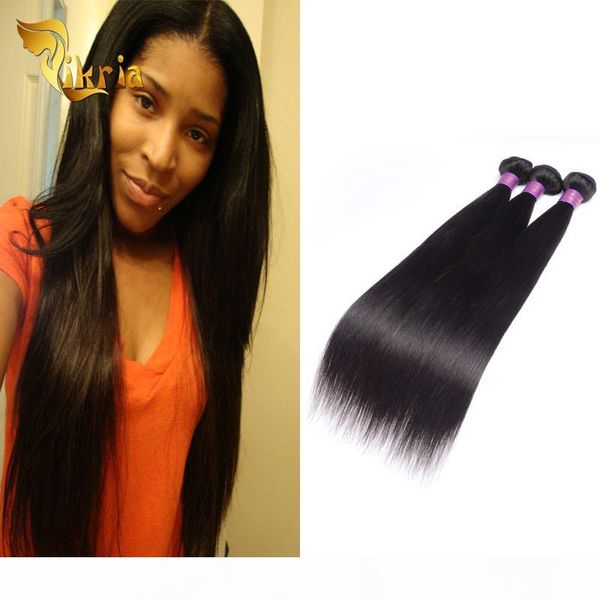 

straight 100% unprocessed human hair wefts brazilian indian malaysian peruvian human hair wefts straight human hair weave 3 bundles, Black