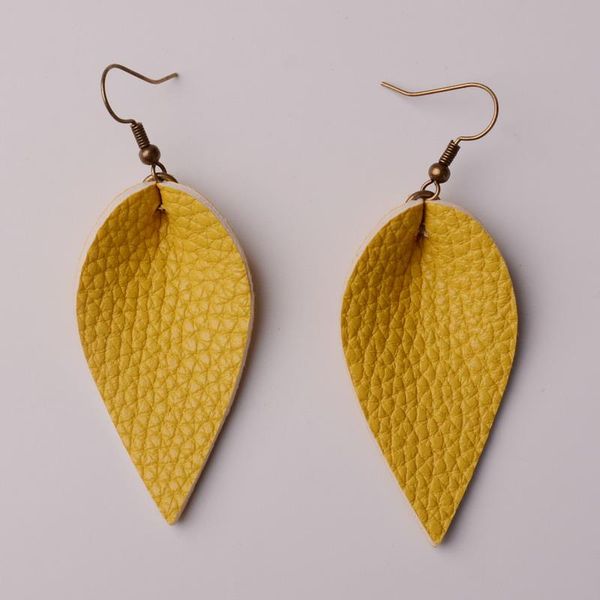 

rainbery boho pu leather teardrop dangle statement earrings for fashion trendy jewelry women water drop leather earrings, Silver