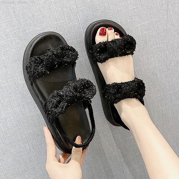 

ankle-wrap korean bow platform sandals 3cm increasing 0056, Black