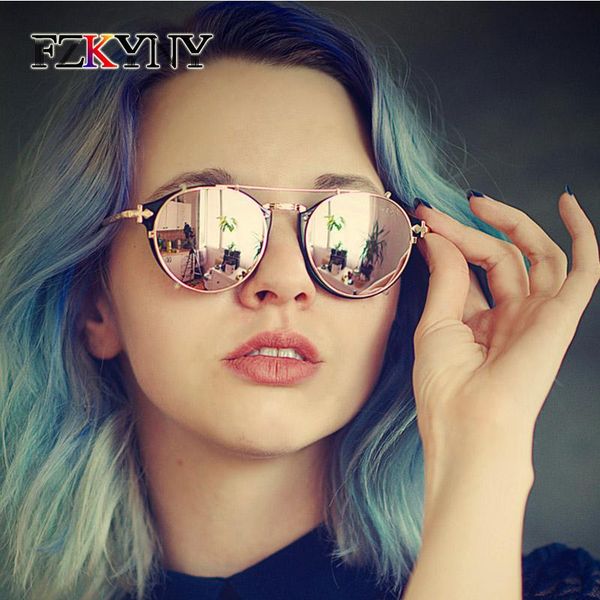 

sunglasses fzkyny fashion steam punk style clamshell removable sun glasses vintage retro women brand design men eyeglasses gafas, White;black