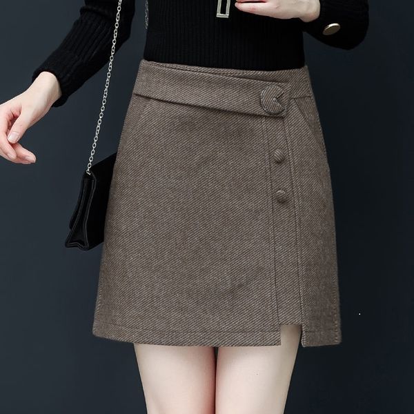 

2021 arrival winter female skort solid a line of wool skirt y387 vq4y, Black