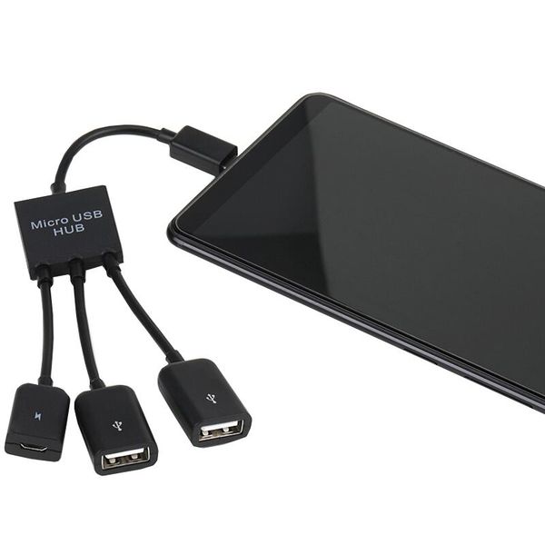 

2020 3in1 micro usb male to female otg hub adapter charging cable data cord line splitter for pad keyboard mouse tablet computer